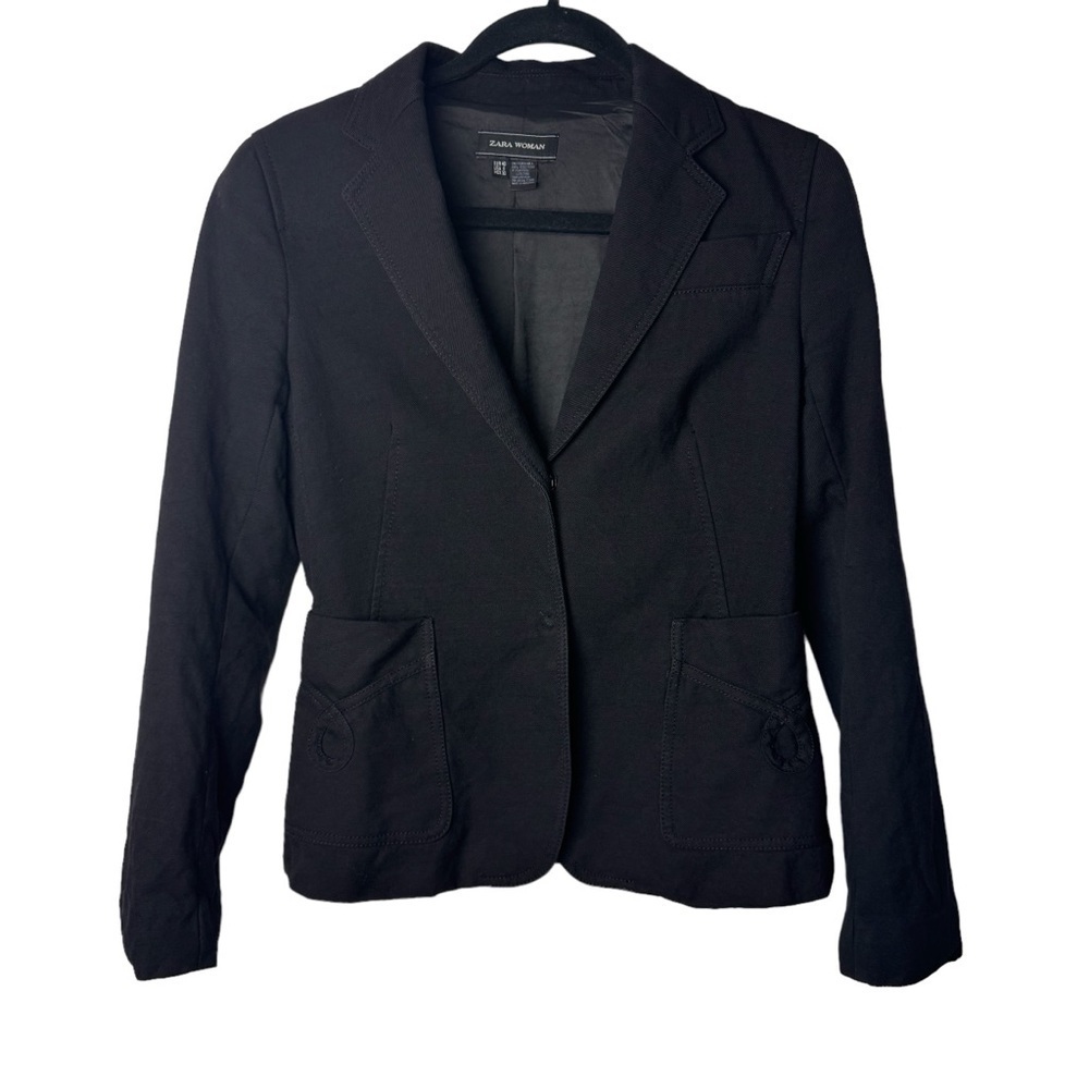 ZARA Woman blazer jacket black size 8 wool